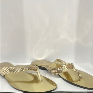 Cream Thong Sandals with Braided Strap